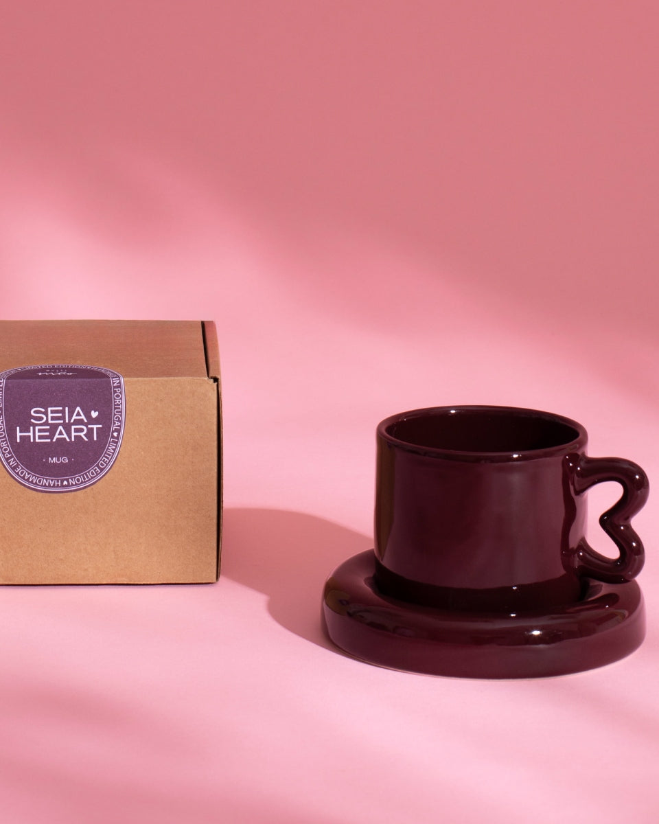 Seia Tasse & Untertasse Herz burgund