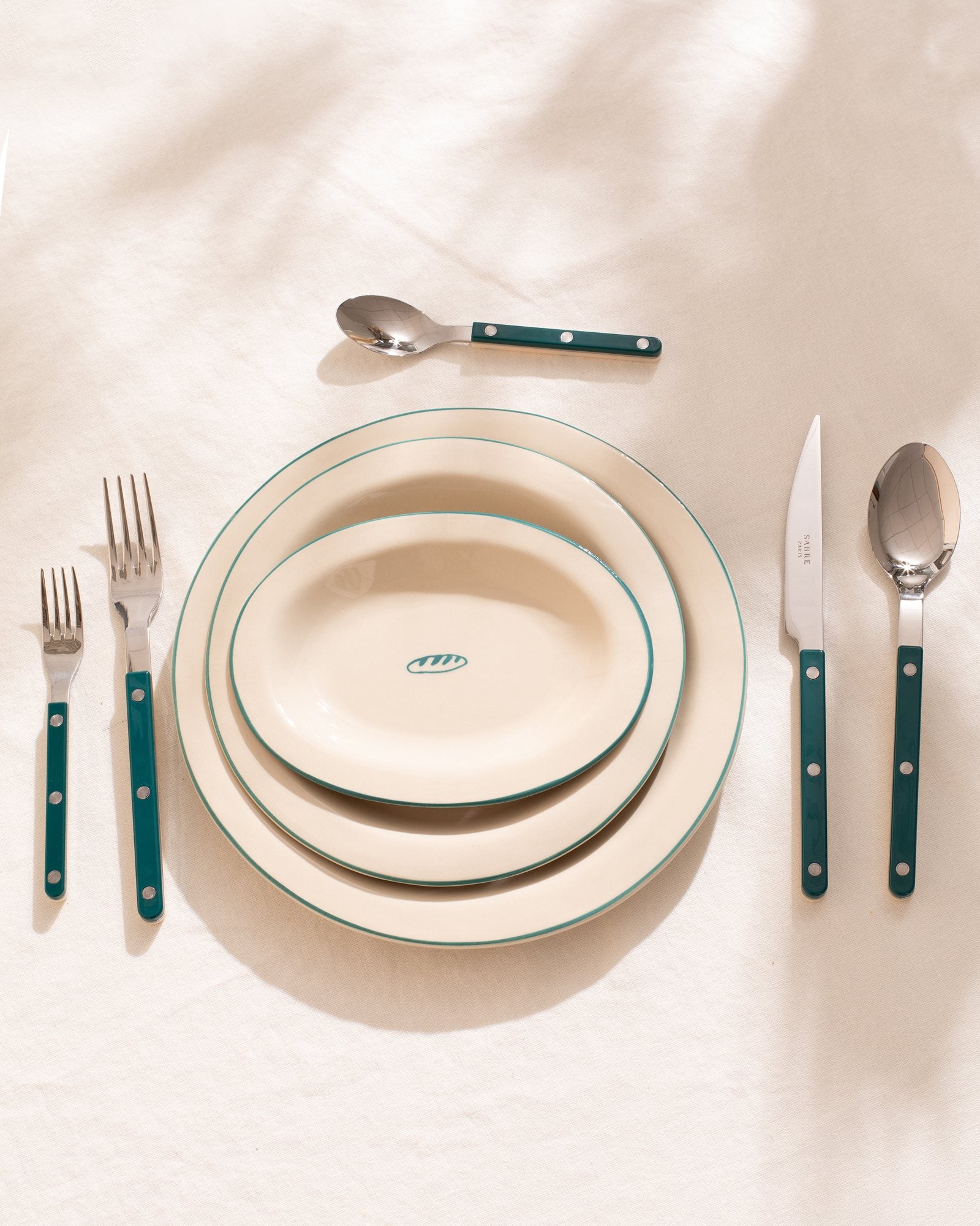 MaM x Sabre Paris - Couverts vert foncé blanc cassé lot de 5
