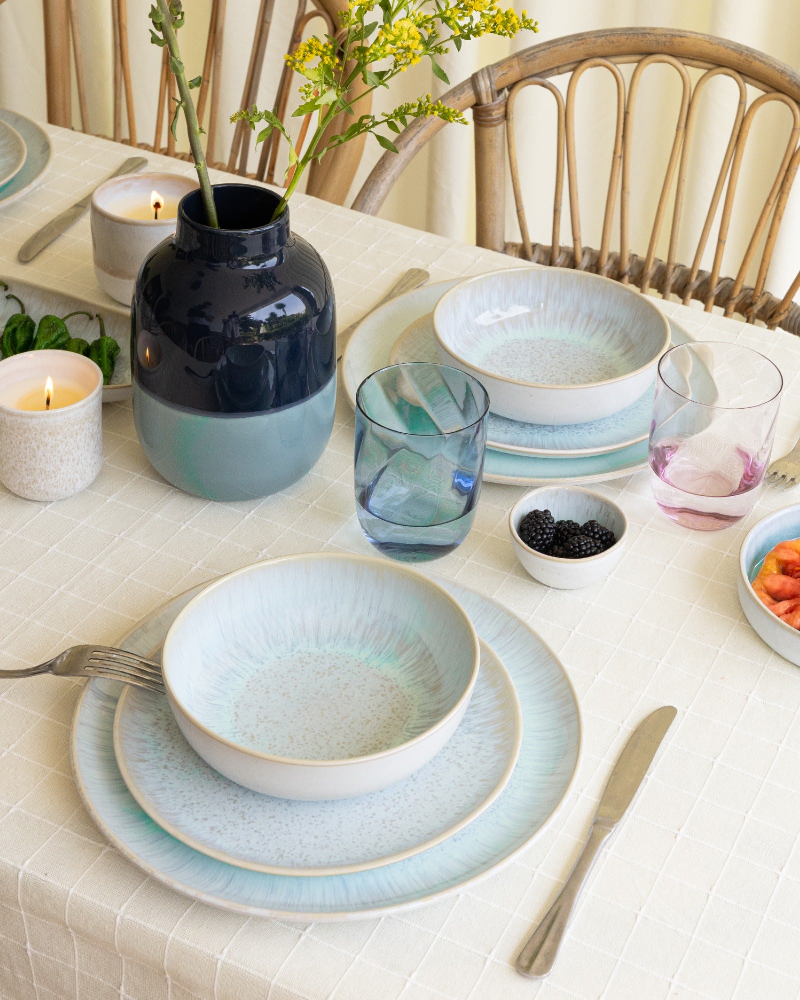 Areia - Tableware set modern azure 7 pieces