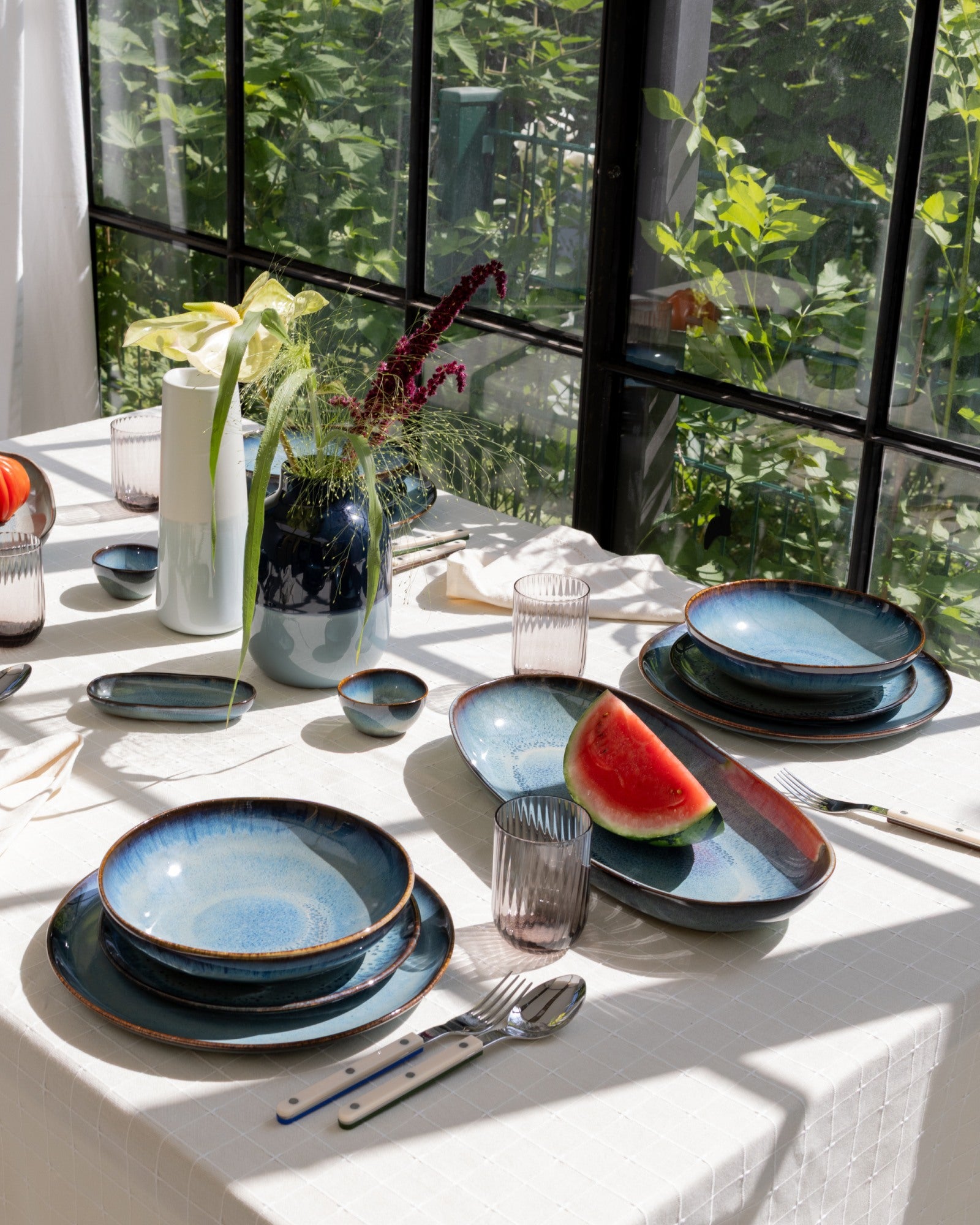 Madeira - Tableware set classic green-blue 16 pieces