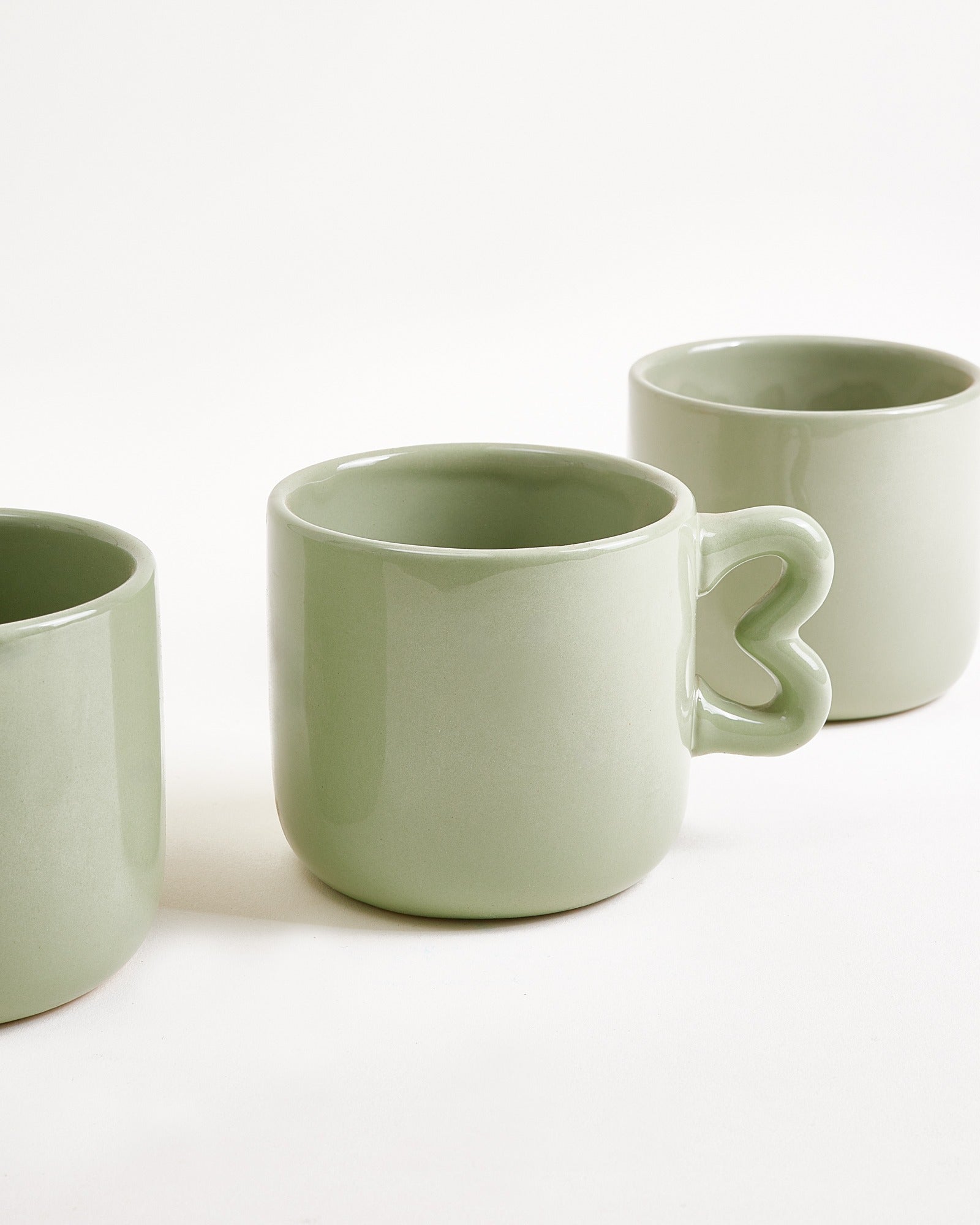 Seia - Petite tasse et petite soucoupe Cœur vert sauge