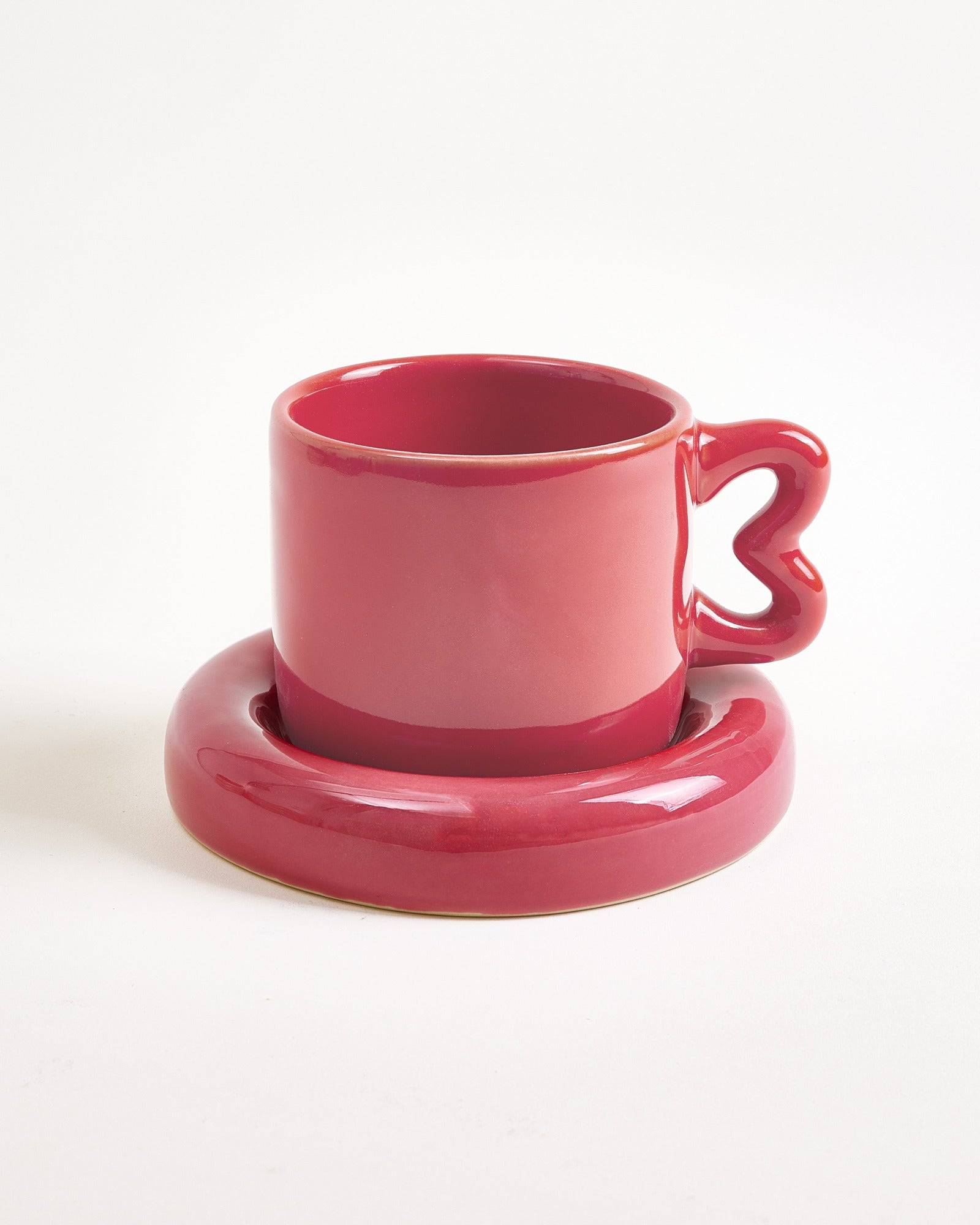 Seia Tasse klein & Untertasse klein Herz bordeaux