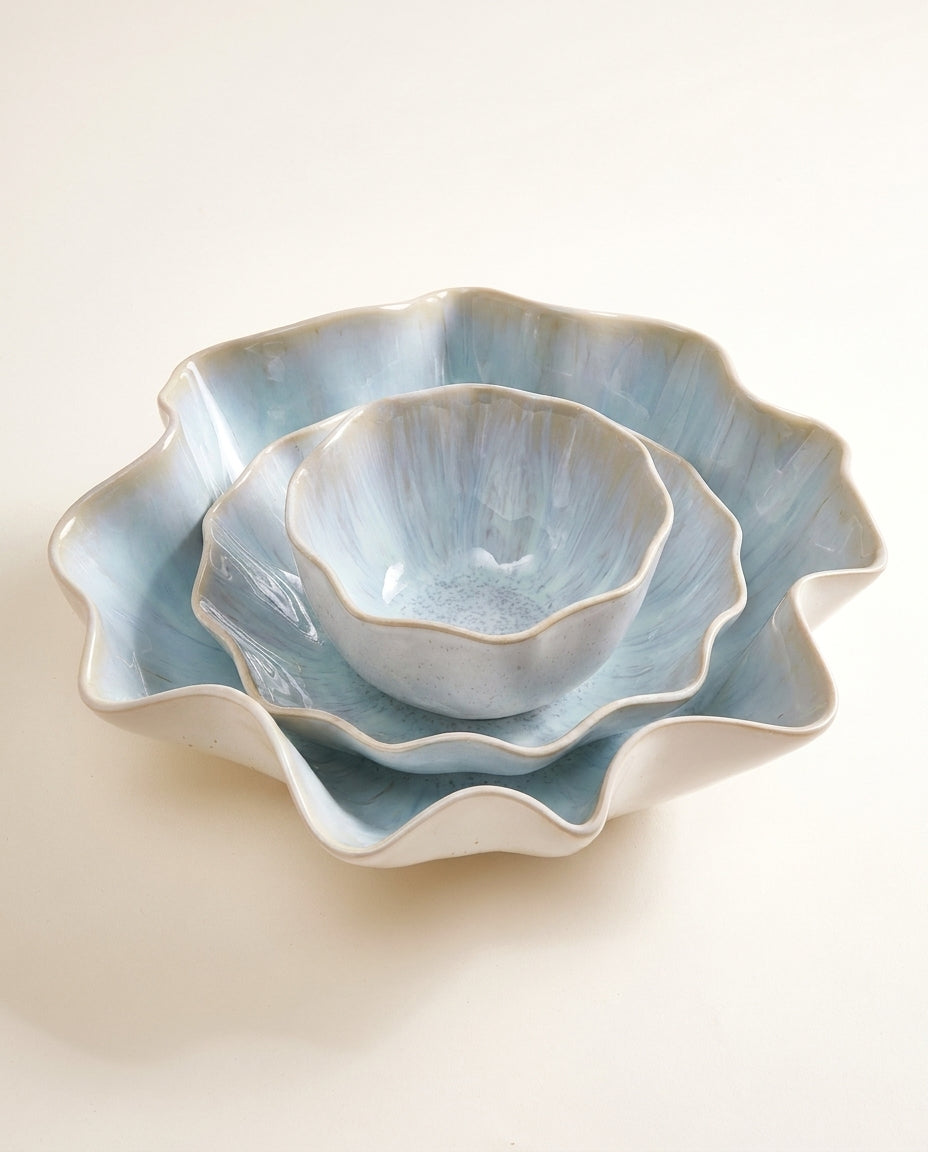 Areia Geschirr-Set shell azur 3-teilig