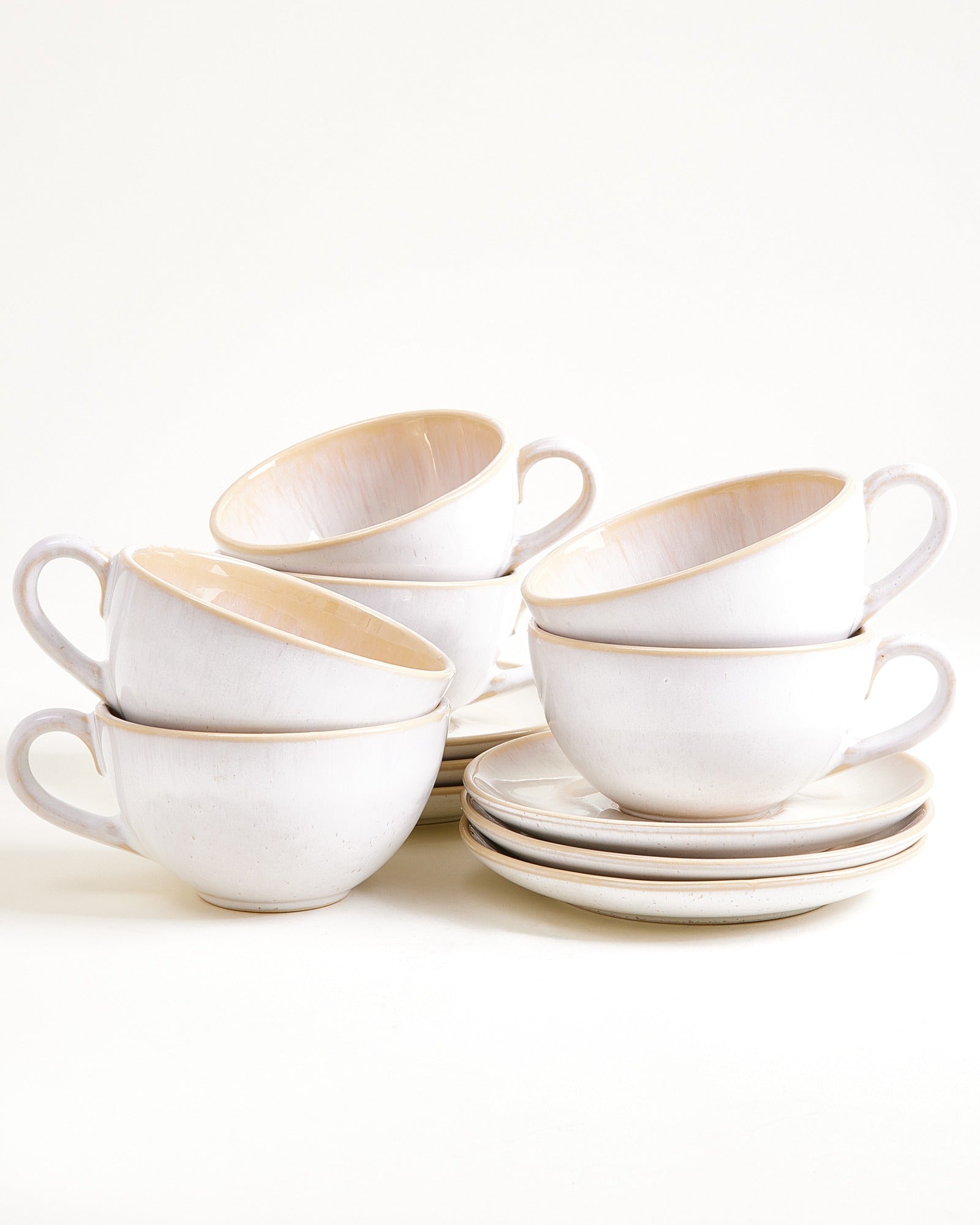 Areia 6-delige Set Theekop & Grote Schotel classic zand