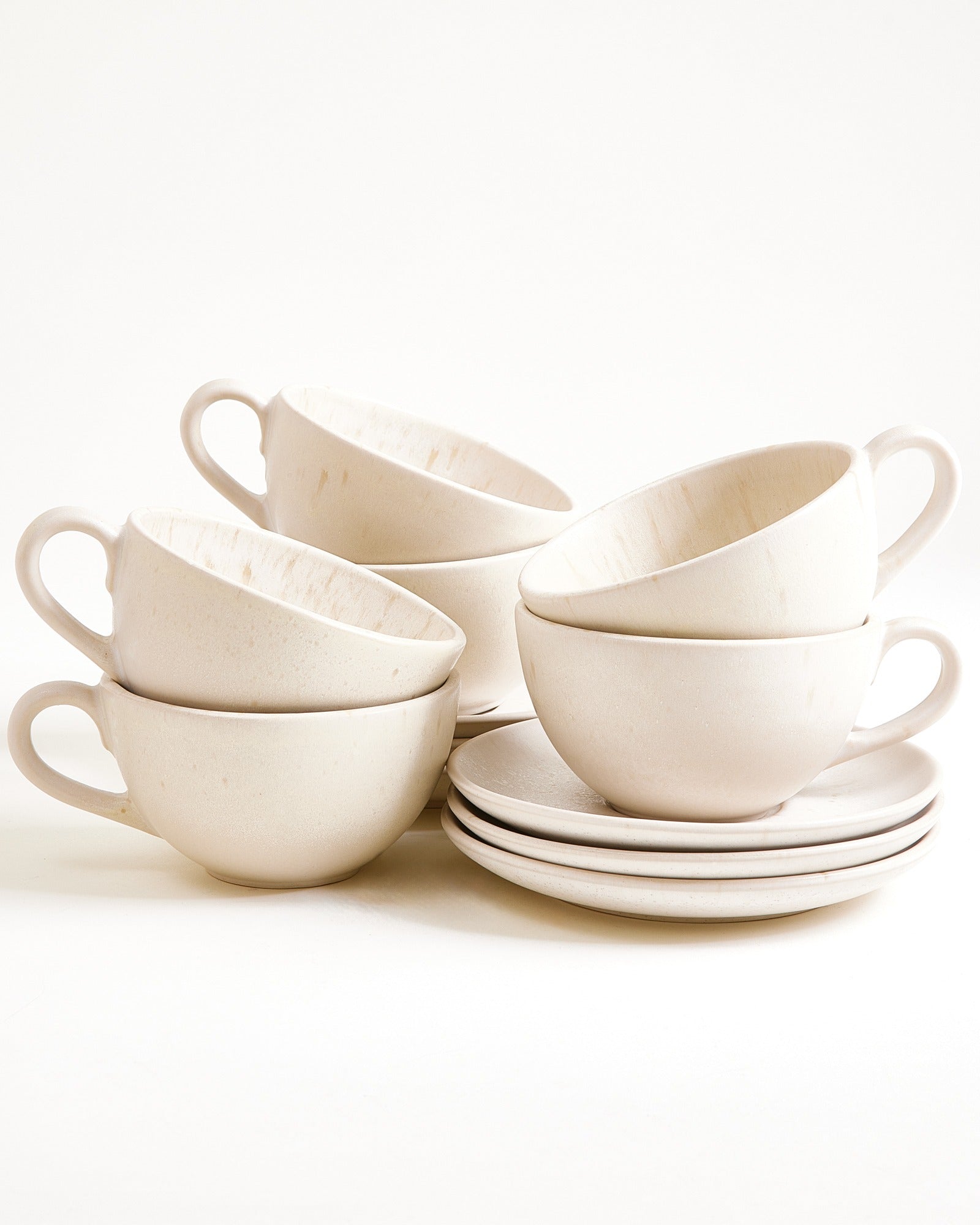 Sintra 6-delige Set Theekop & Grote Schotel classic zand