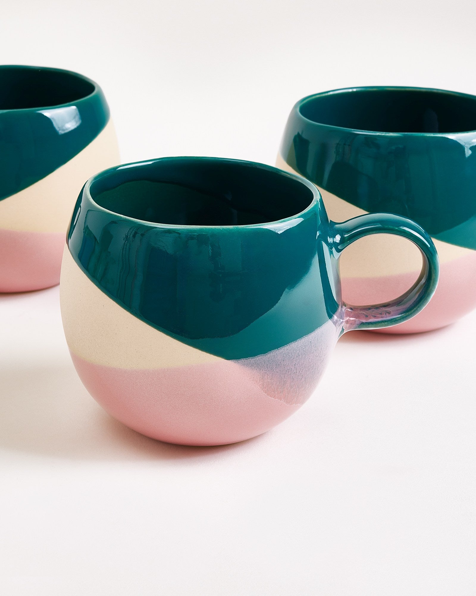 Bica Tasse groß dunkelgrün sand rosa