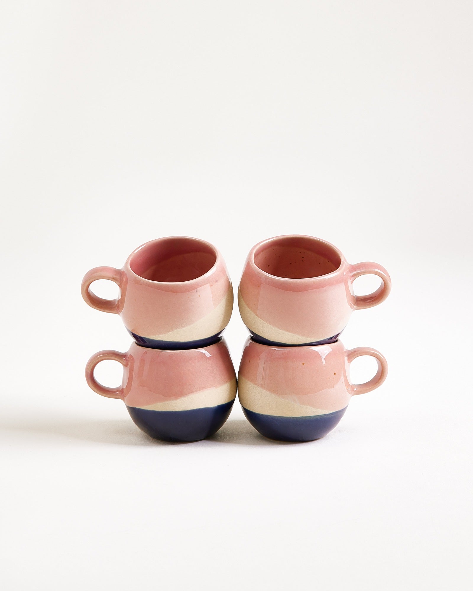 Bica Espressotasse rosa sand dunkelblau 4er-Set