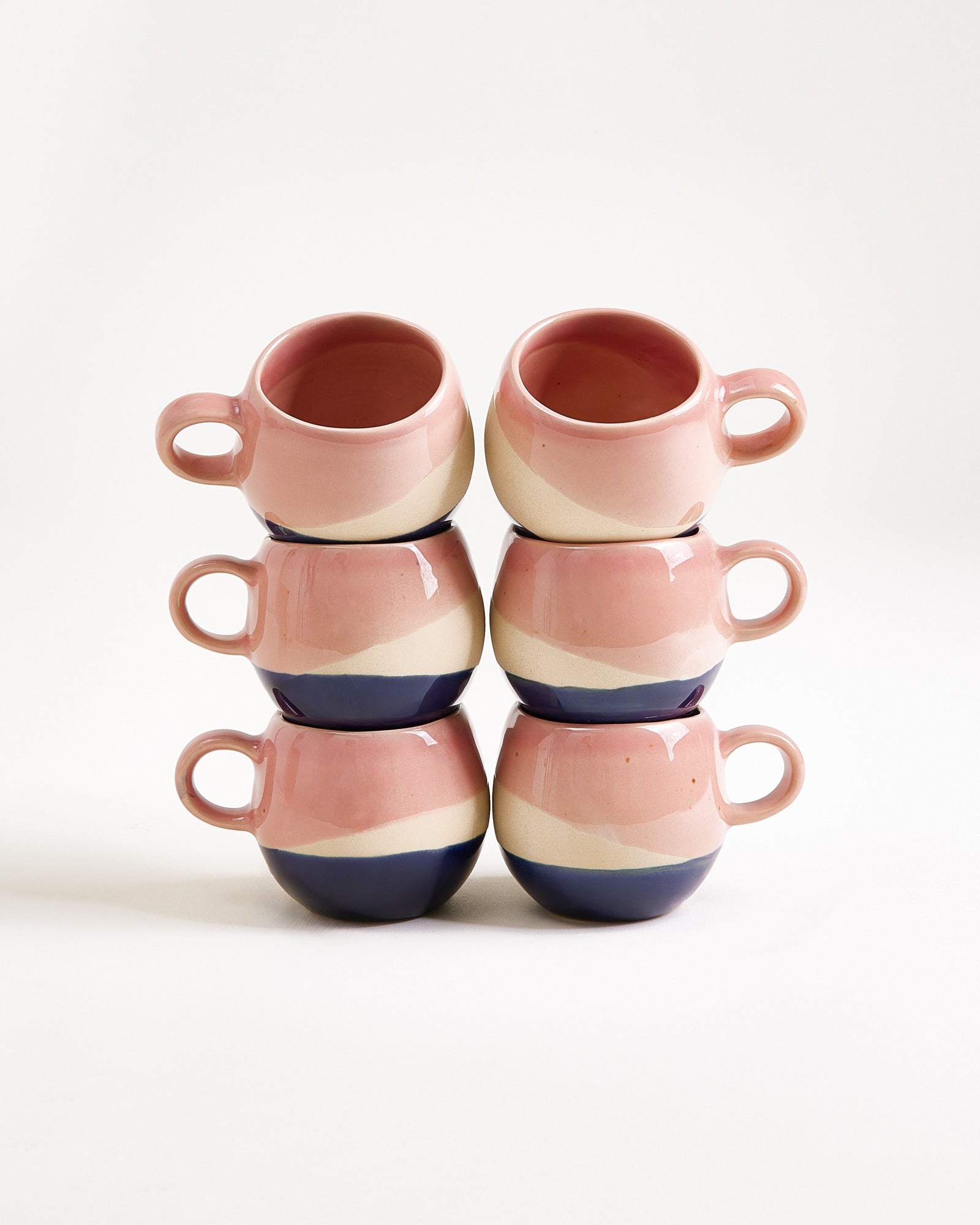 Bica Espressotasse rosa sand dunkelblau 6er-Set