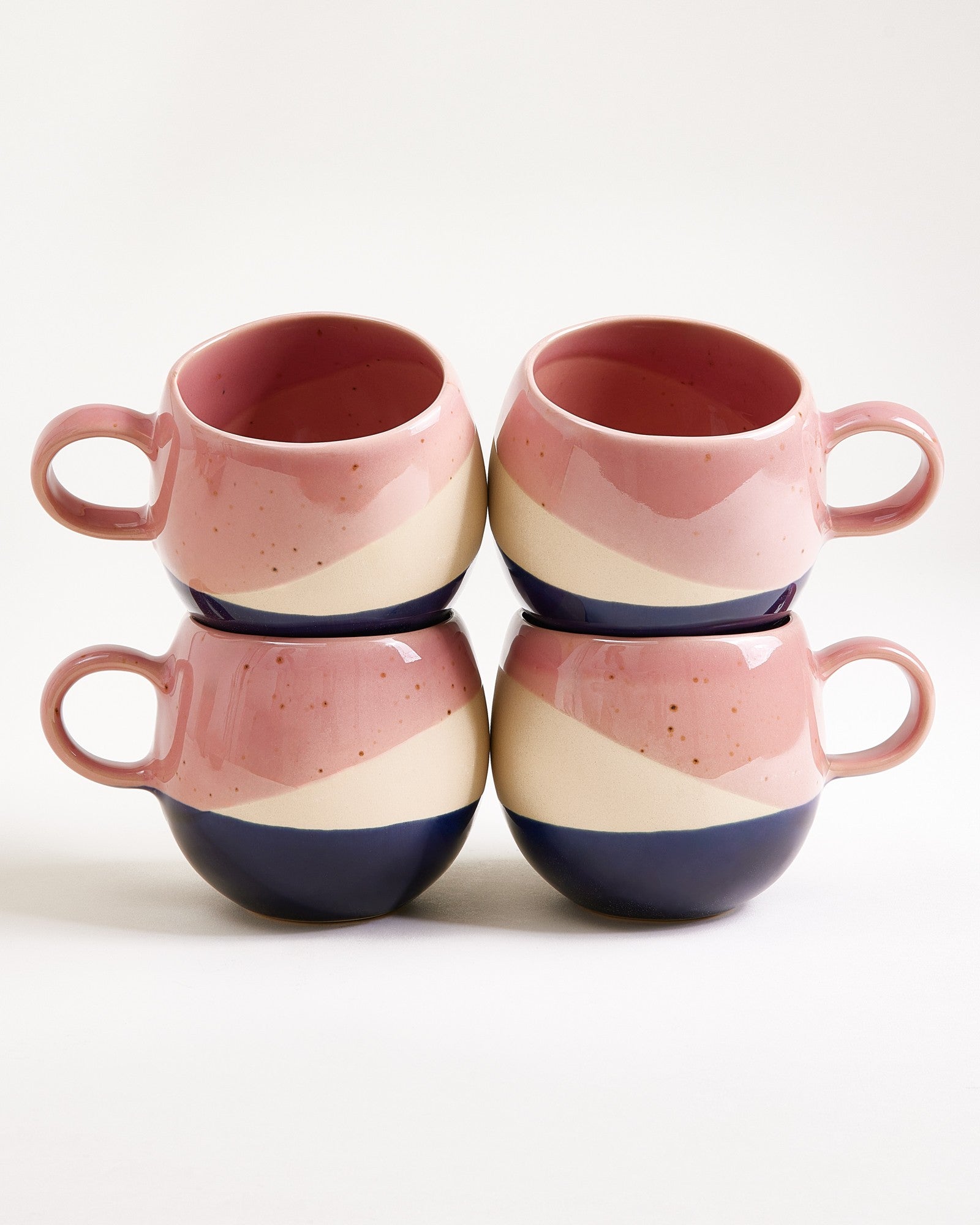 Bica Tasse groß rosa sand dunkelblau 4er-Set