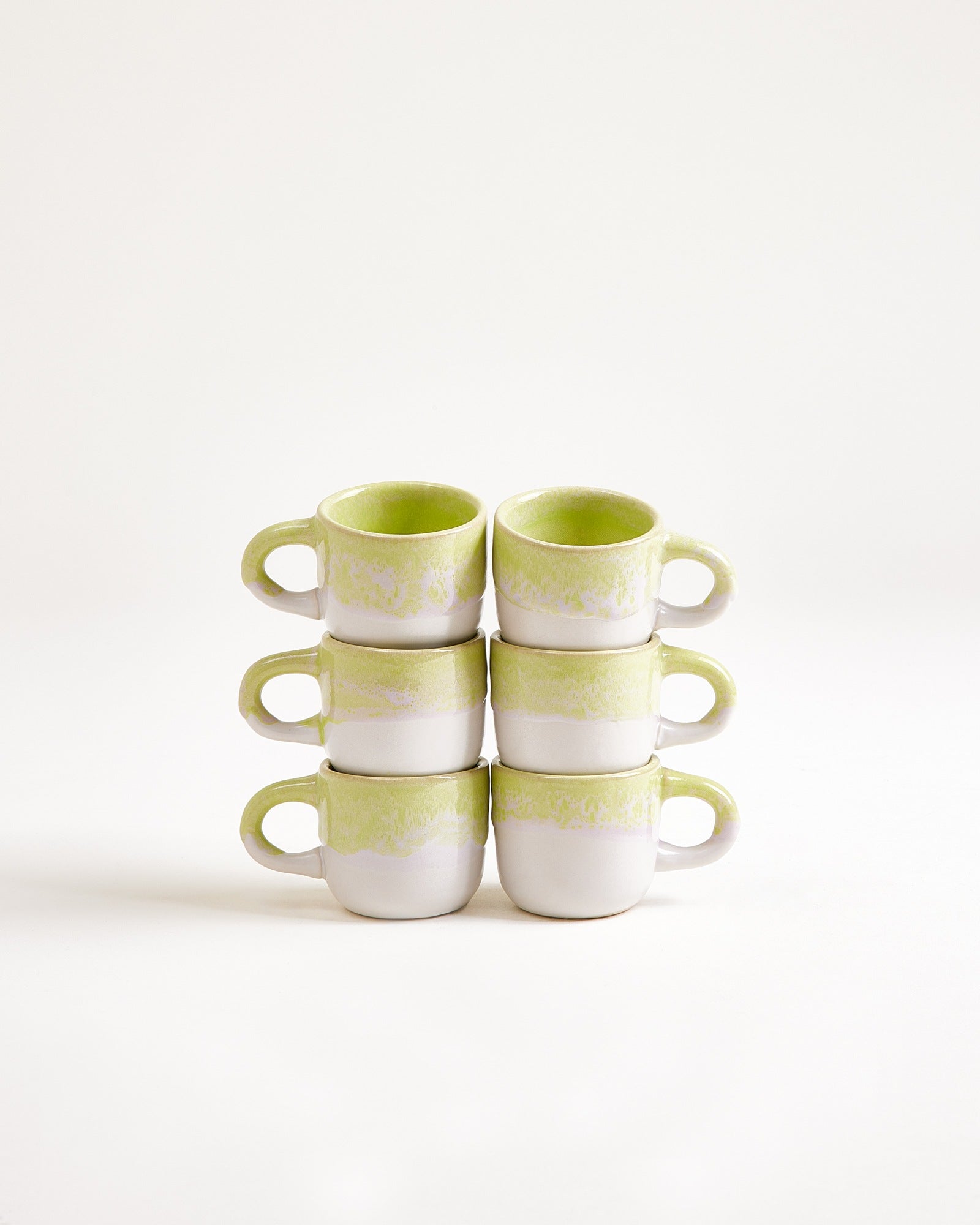 Coimbra - Set of 6 espresso mugs lime lilac