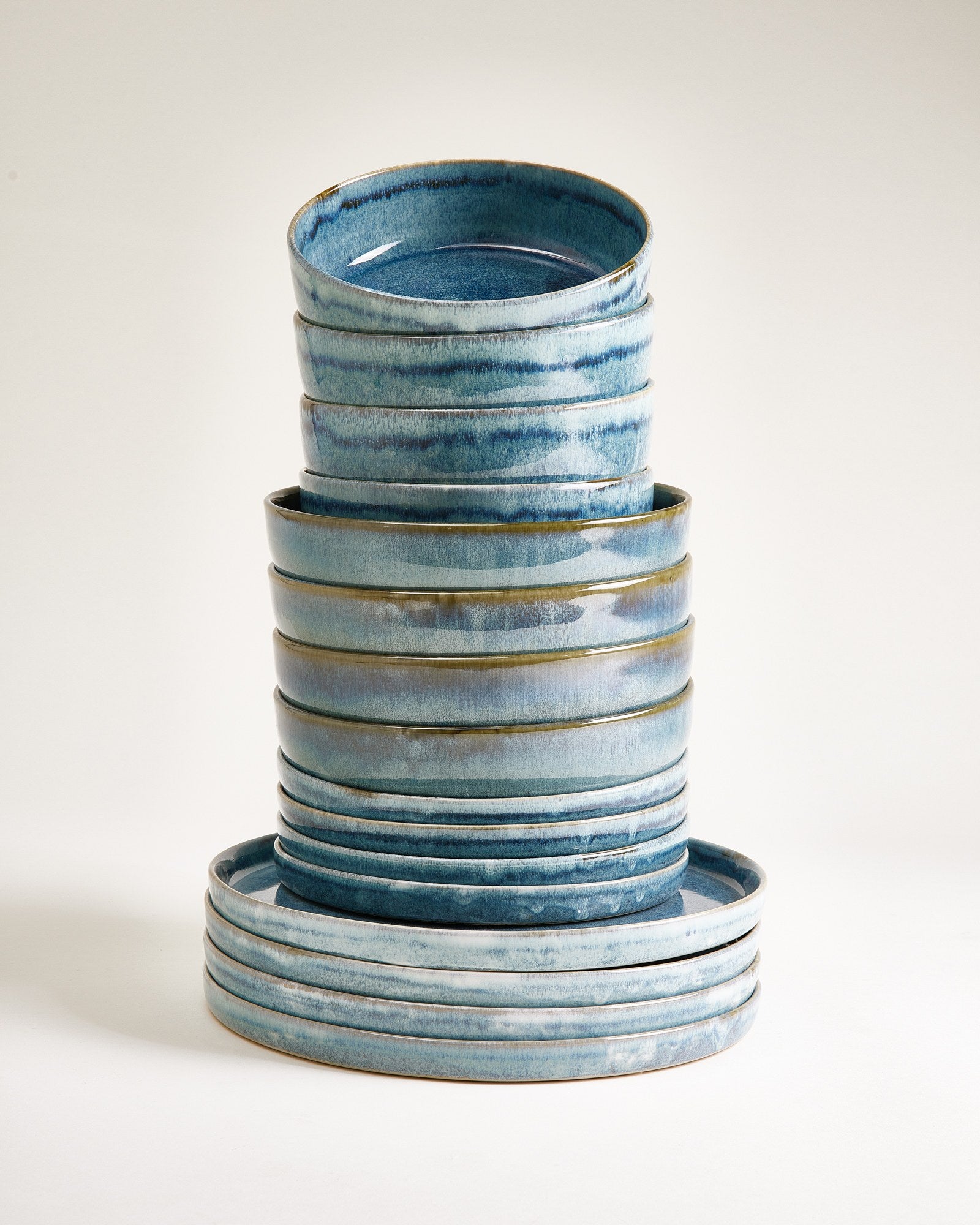 Cordoama Geschirr-Set modern grünblau 16-teilig