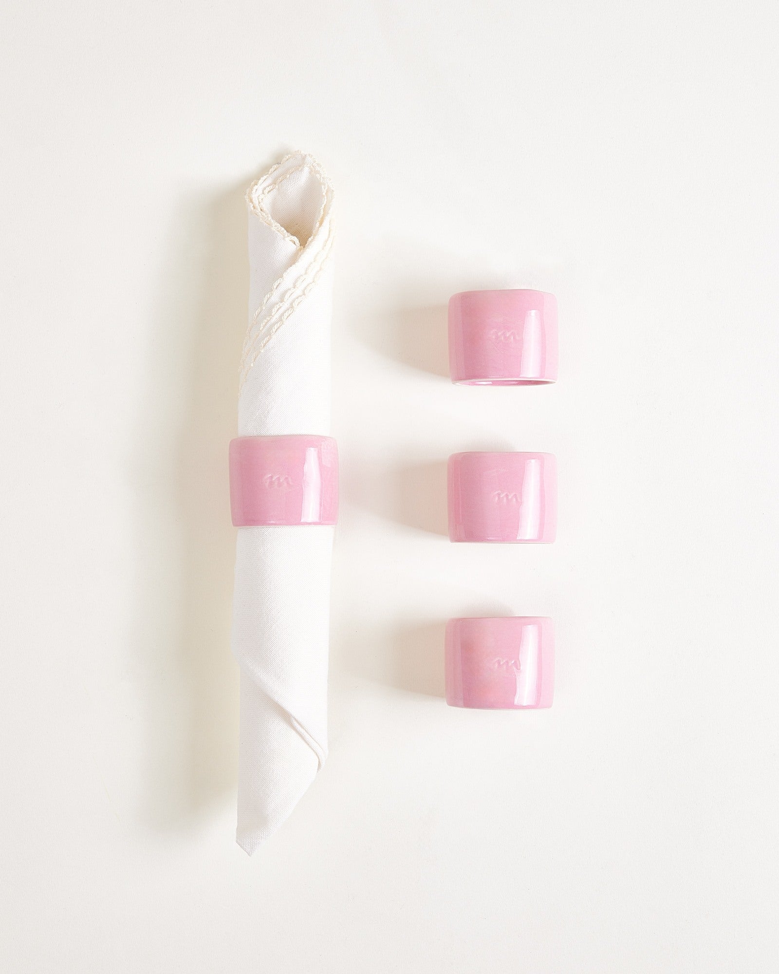 Faro - Set of 4 napkin rings pink