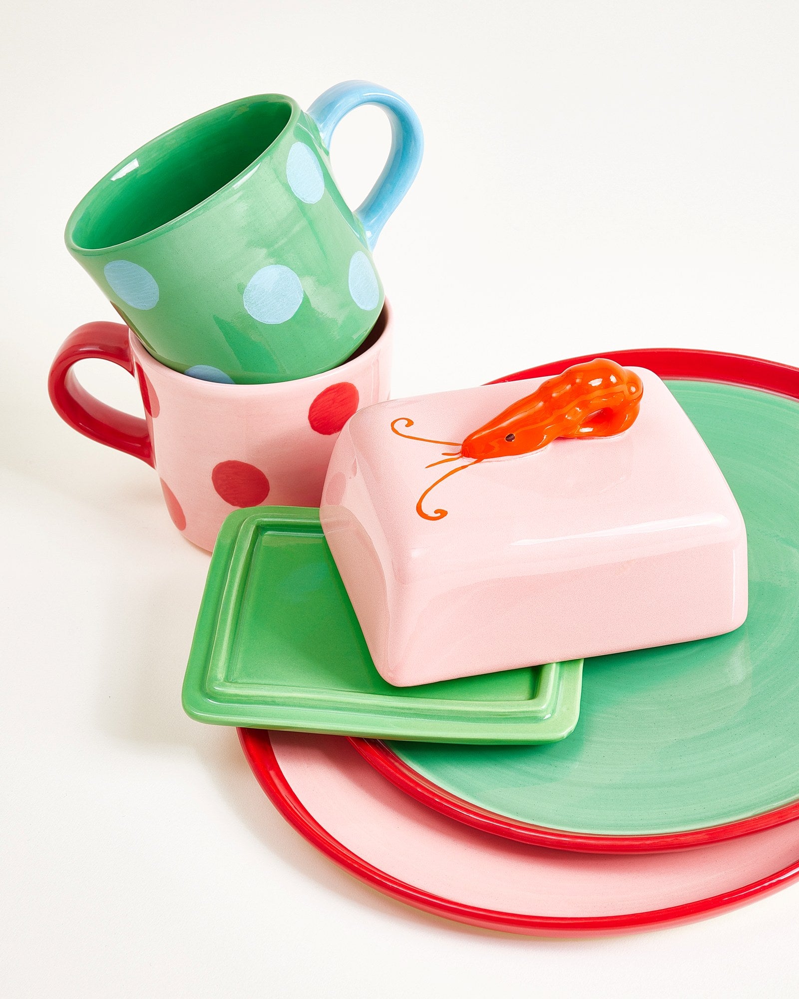 Motel a Miio x Isis Maria Geschirr-Set Shrimp Dot mix 5-teilig