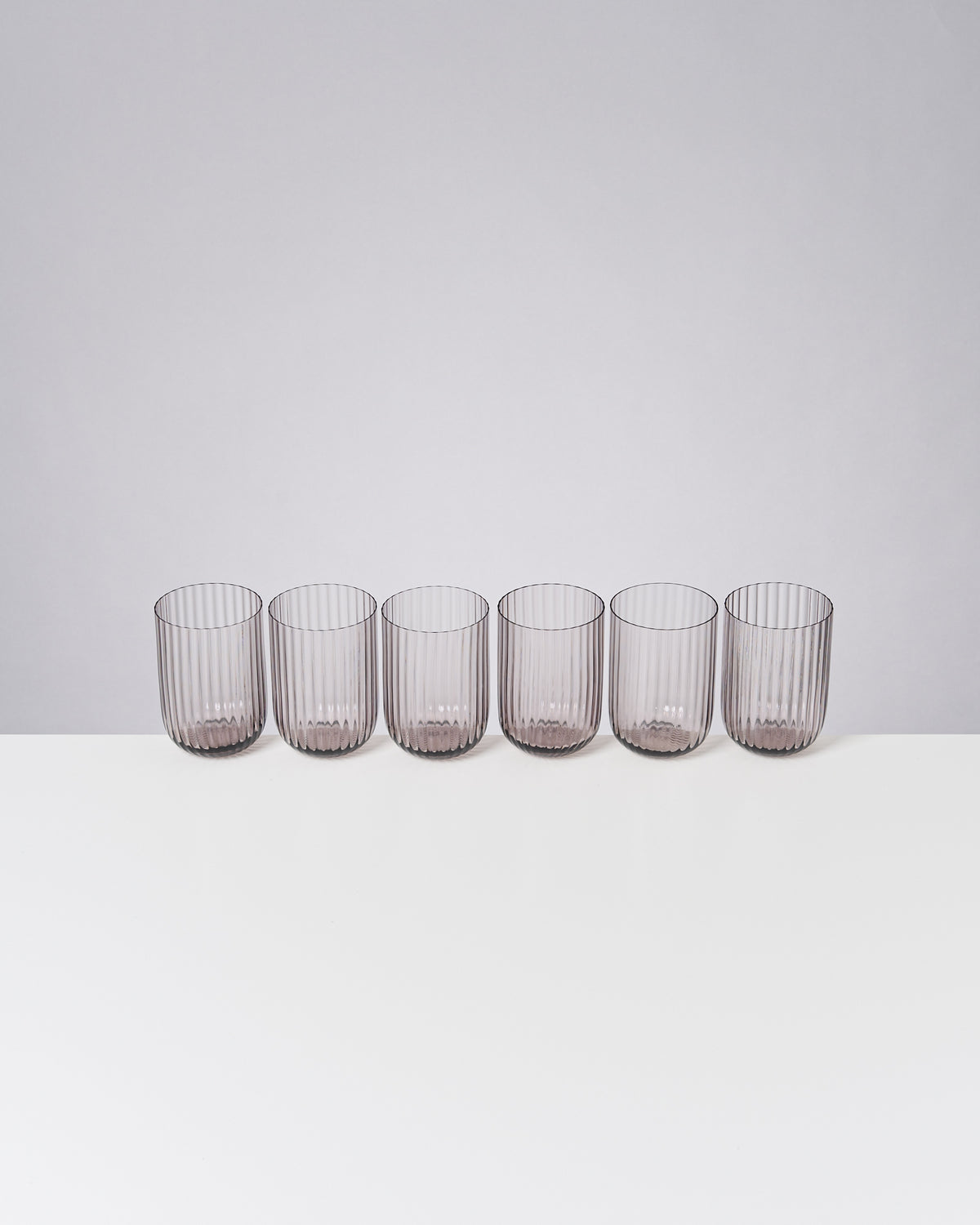 Joia - Set of 6 glass riffled amethist