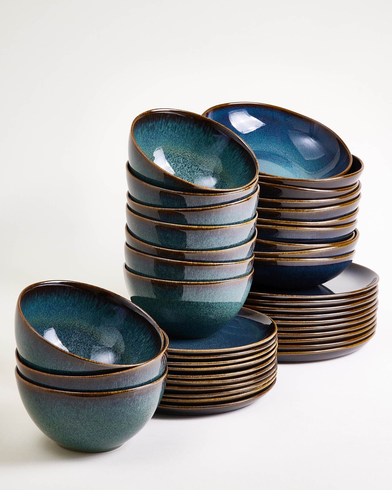 Melides - Service de vaisselle bleu océan 40 pièces