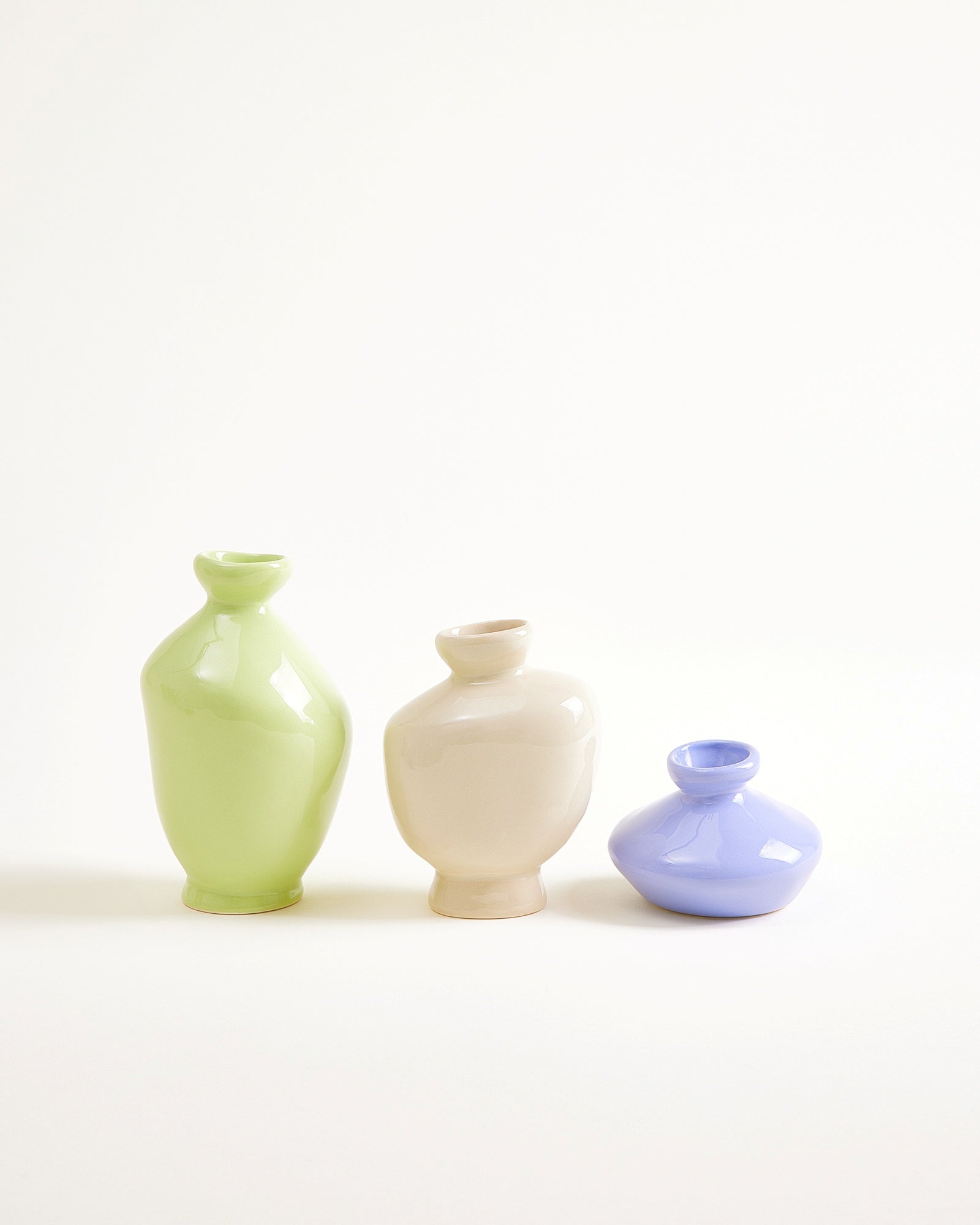 Mino - Set of 3 vases cornflower sand lime