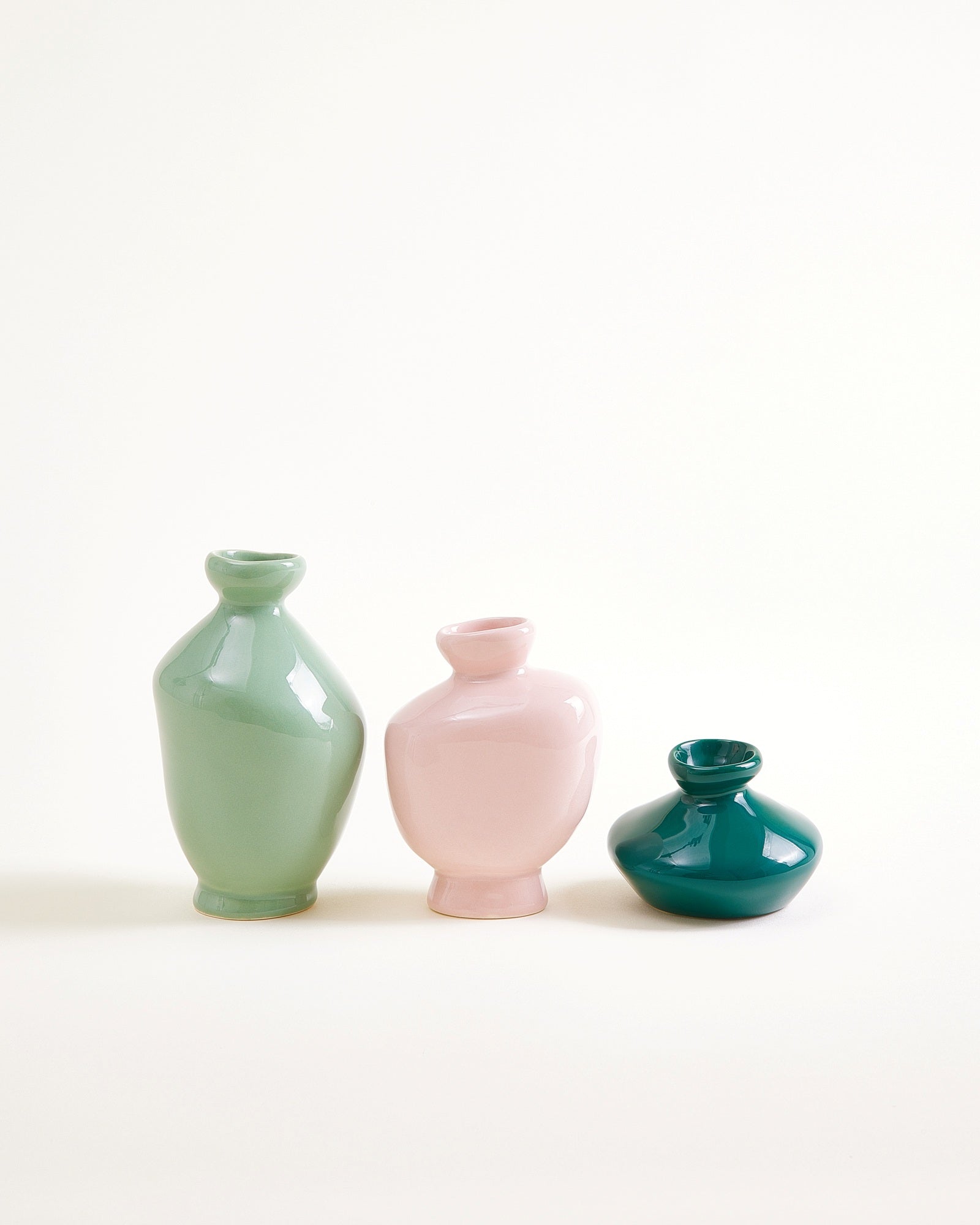 Mino Vase 3er-Set dunkelgrün lila salbei