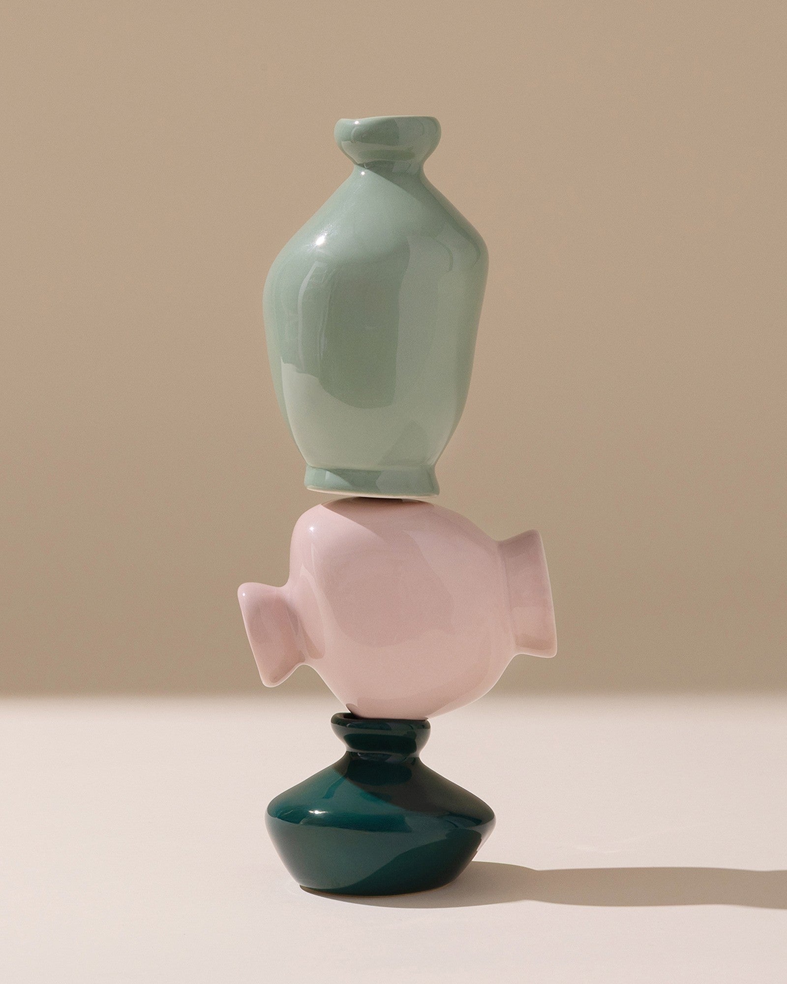 Mino Vase 3er-Set dunkelgrün lila salbei