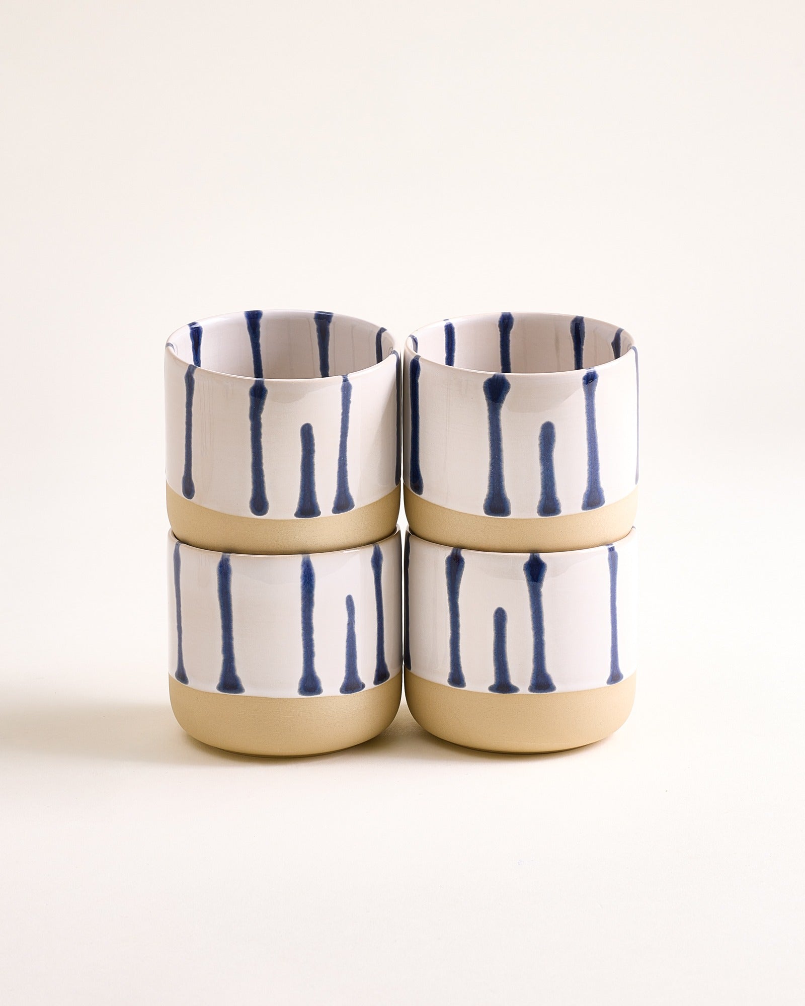 Nódoa - Set of 4 Cups large white blue