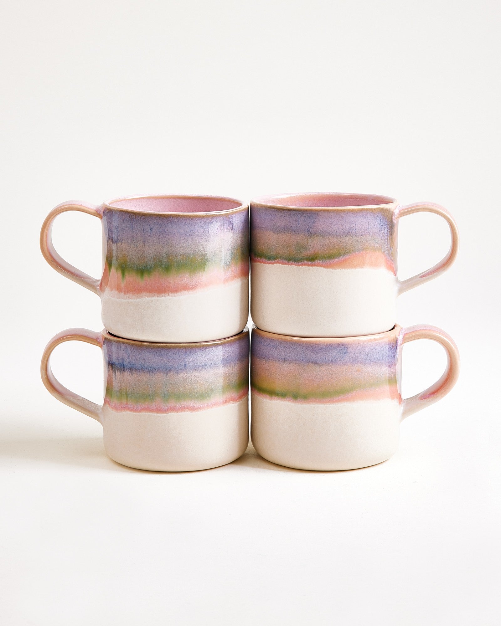 Nódoa - Set of 4 Mugs Pink Blue dipped