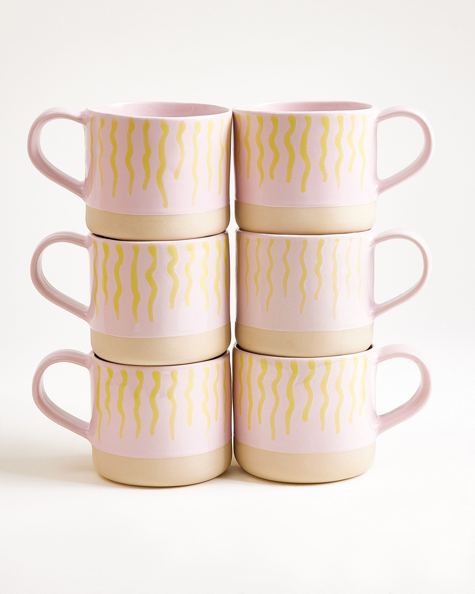 Nódoa - Set of 6 Mugs pink yellow striped