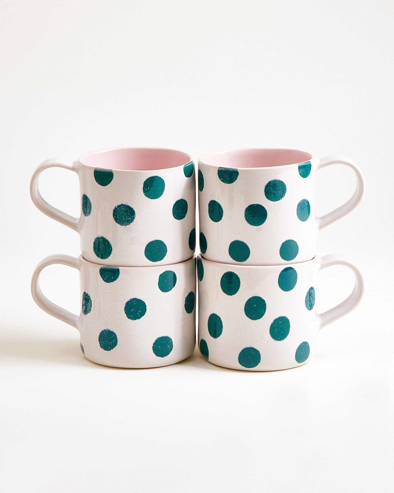 Nódoa Tasse groß gepunktet rosa grün 4er-Set