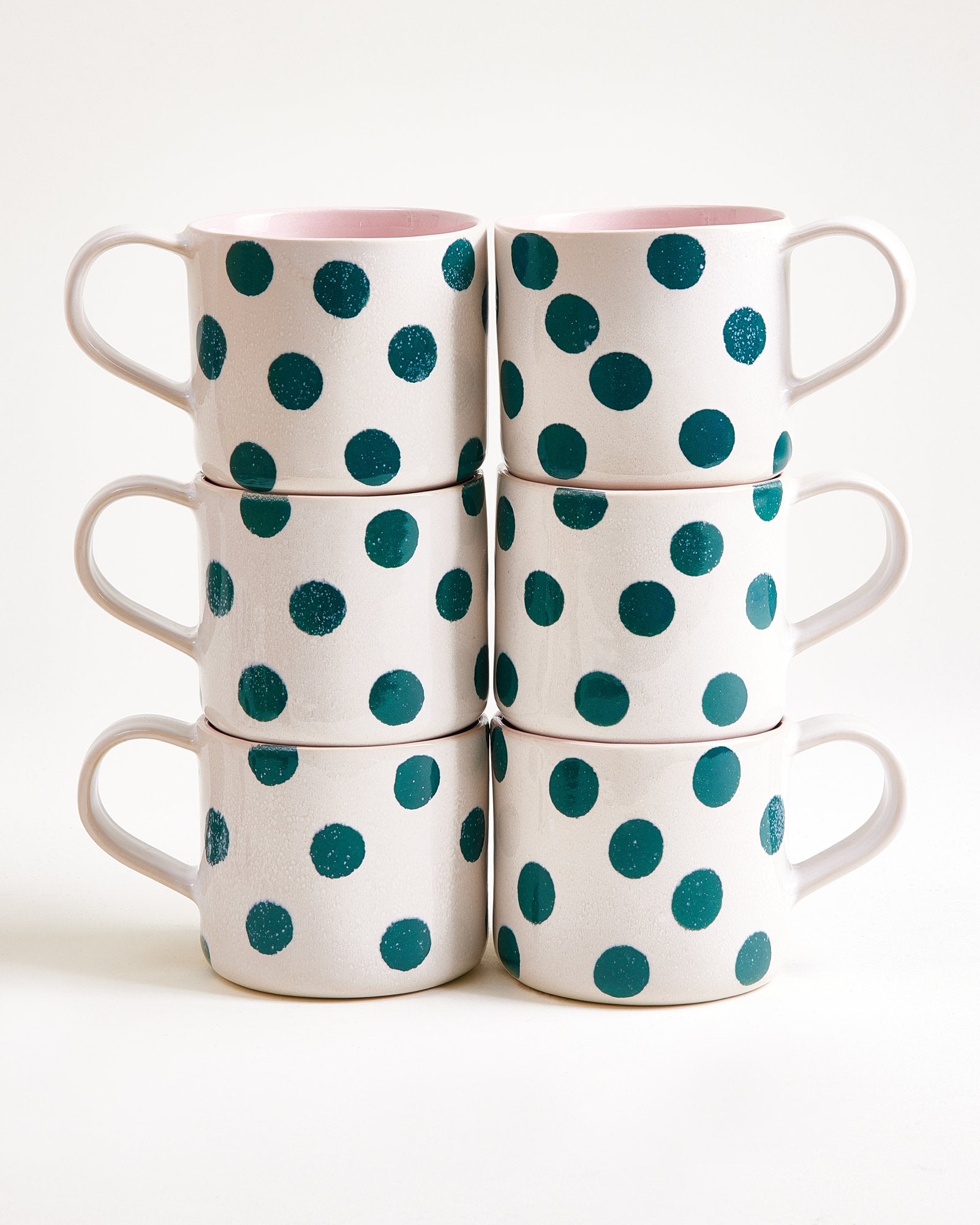 Nódoa Tasse groß gepunktet rosa grün 6er-Set