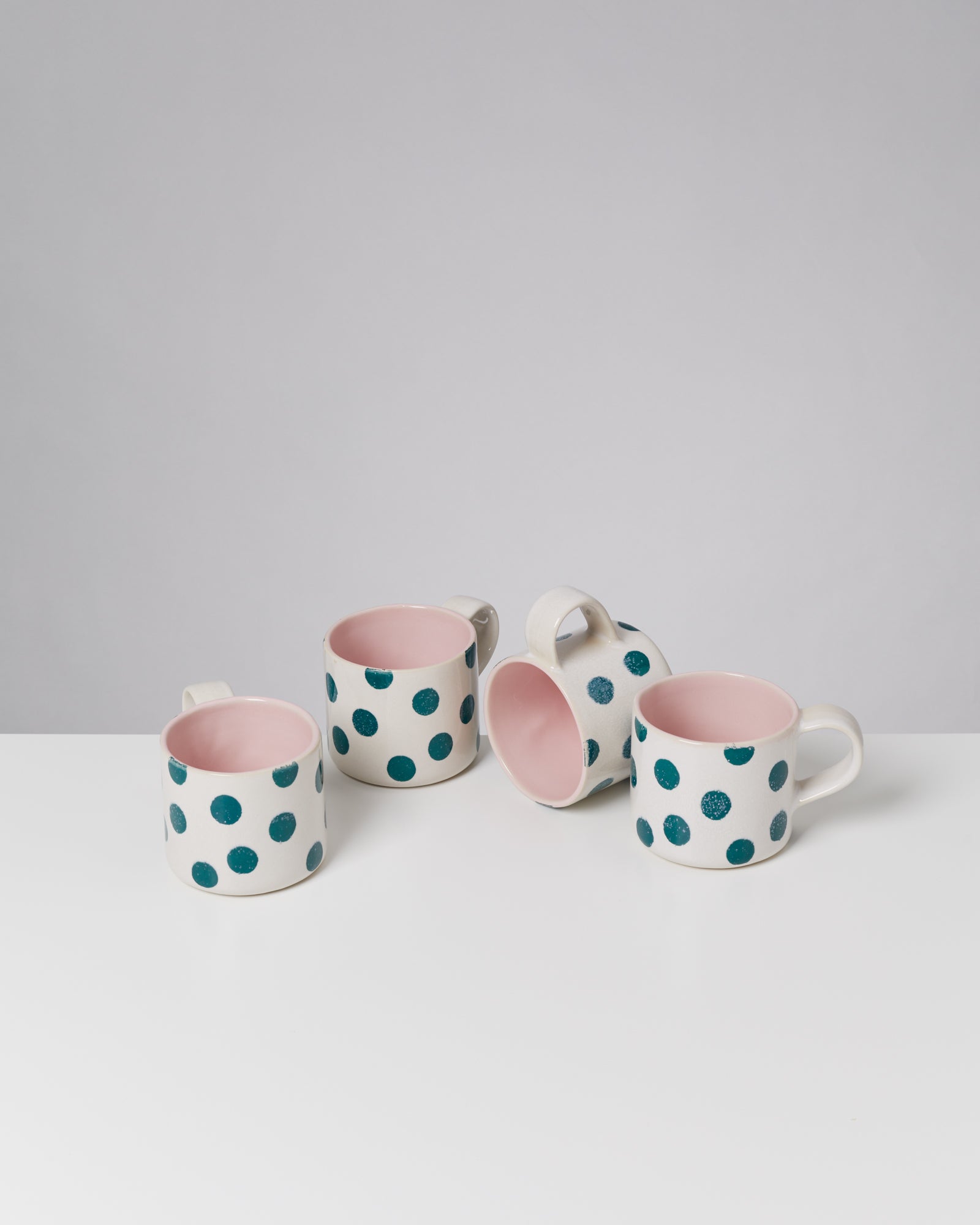 Nódoa Set of Mugs pink with green dots - Main Image