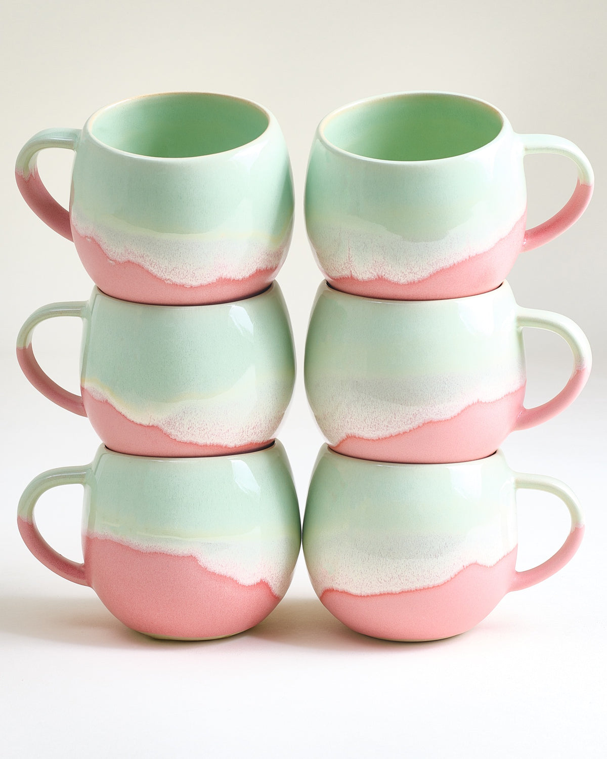 Nola - Large mug lime pink Set of 6