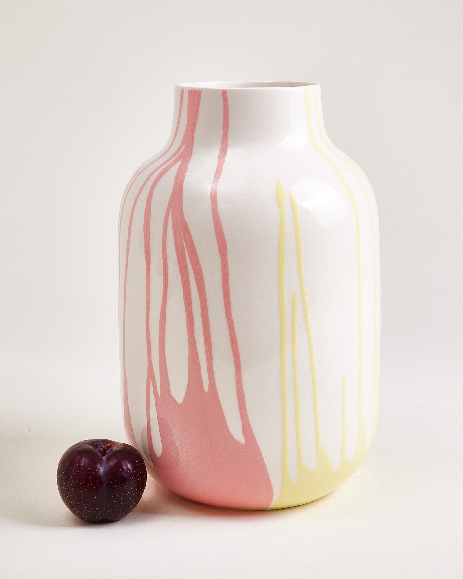 Nuno Vase L drip gelb rosa