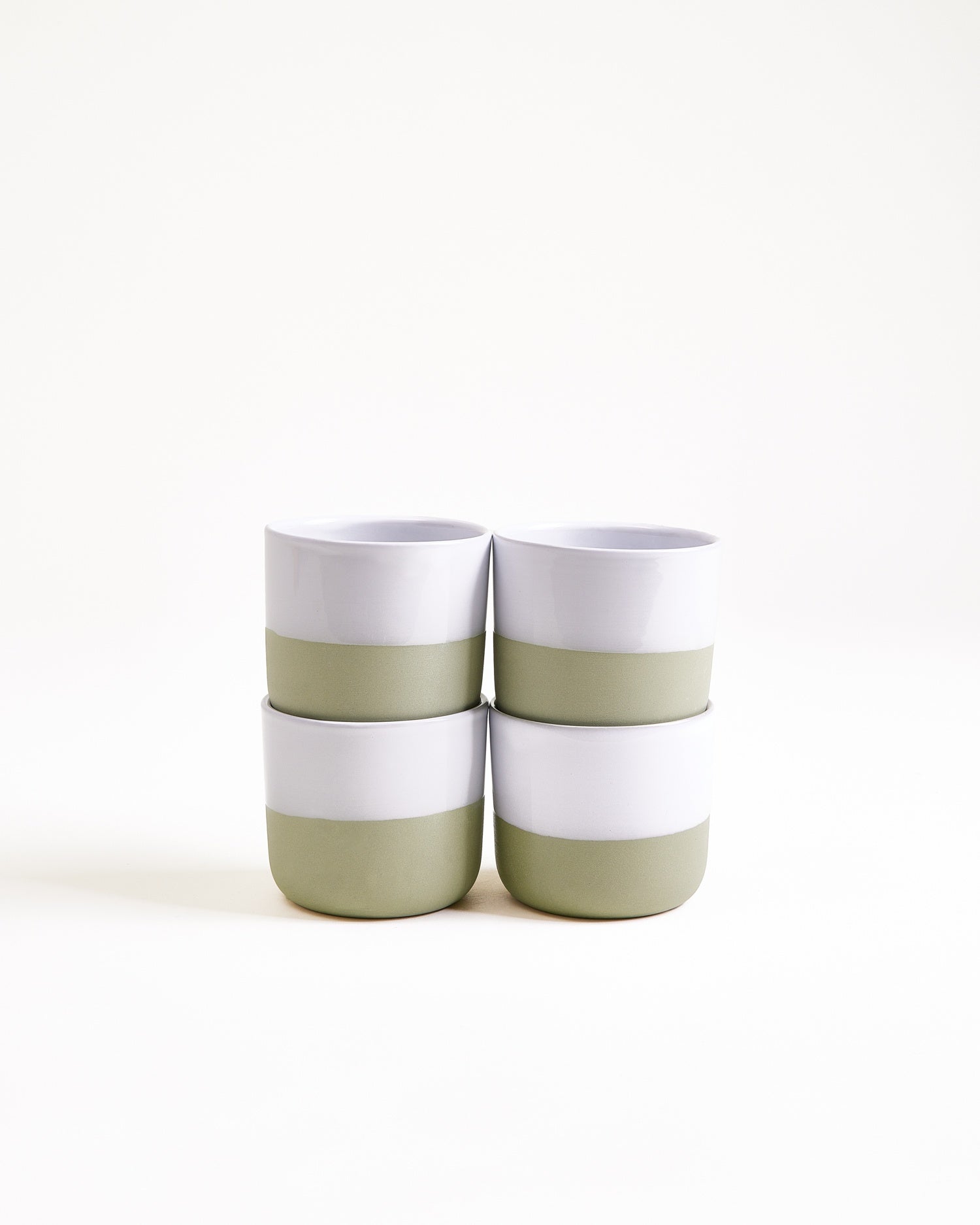 Seda Becher klein salbeigrün weiß 4er-Set