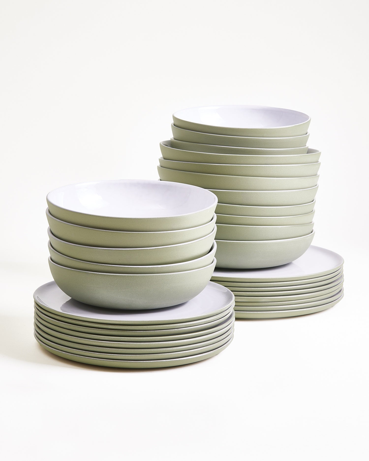 Seda sage green white - Set of 32 pieces
