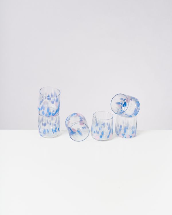 Alegria - Set of 6 glasses small big drops blue