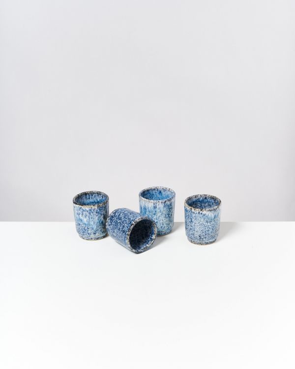 Cordoama - Set of 4 Cups blue speckled