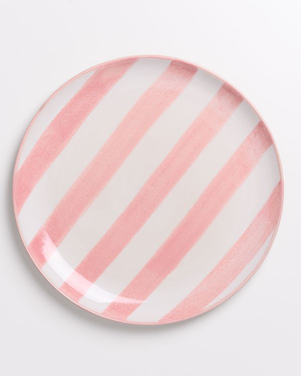 Costeira - Plate large pink white striped