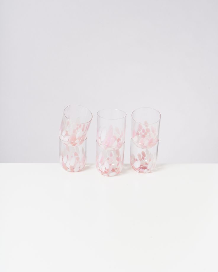 Alegria - Set van 6 glazen groot drops roze